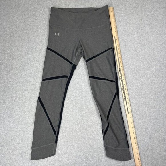Under Armour Womens Mesh Panel Ankle Crop Leggings‎ Medium 1324403 Grey /Black - Picture 6 of 9